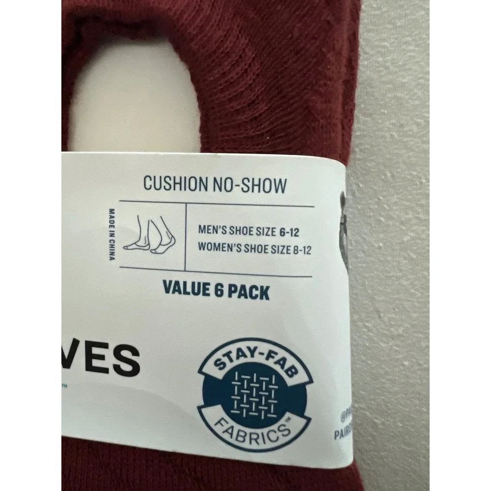 Pair of Thieves SuperAir Cushion No-Show Socks 6 Pack Mineral Red Mens 6-12 NEW